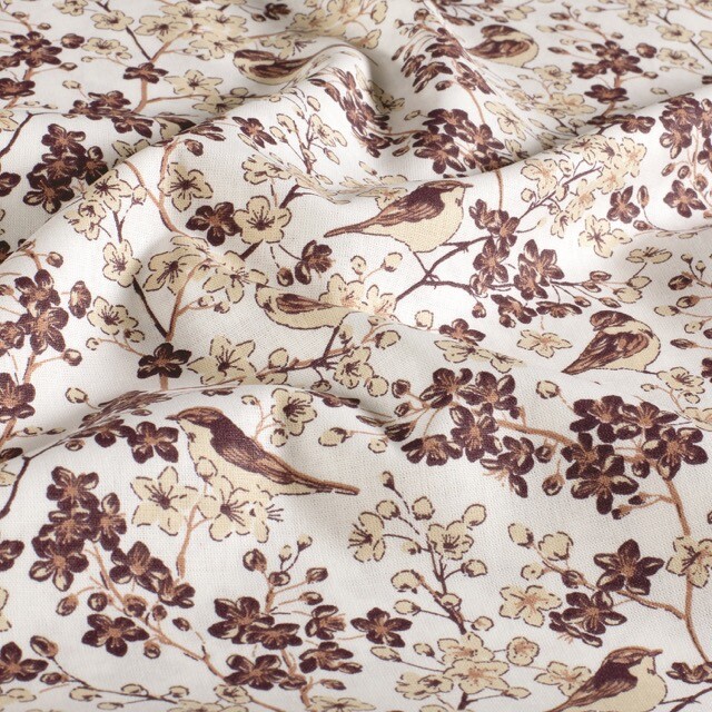 Baumwolle popeline vögel offwhite