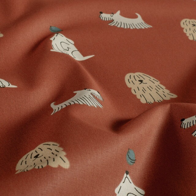 Baumwolle popeline hunde rot