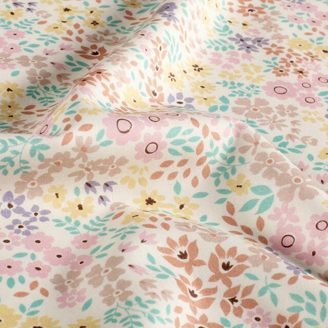 Baumwolle popeline blumen offwhite