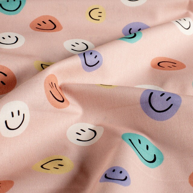 Baumwolle popeline emoticons altrosa