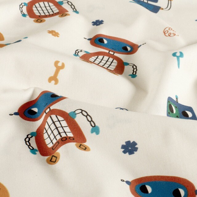 Baumwolle popeline roboter offwhite