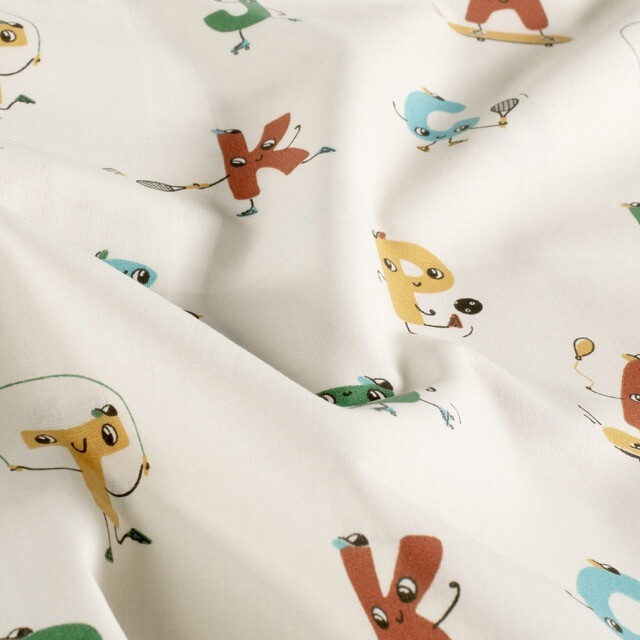 Baumwolle popeline buchstaben offwhite