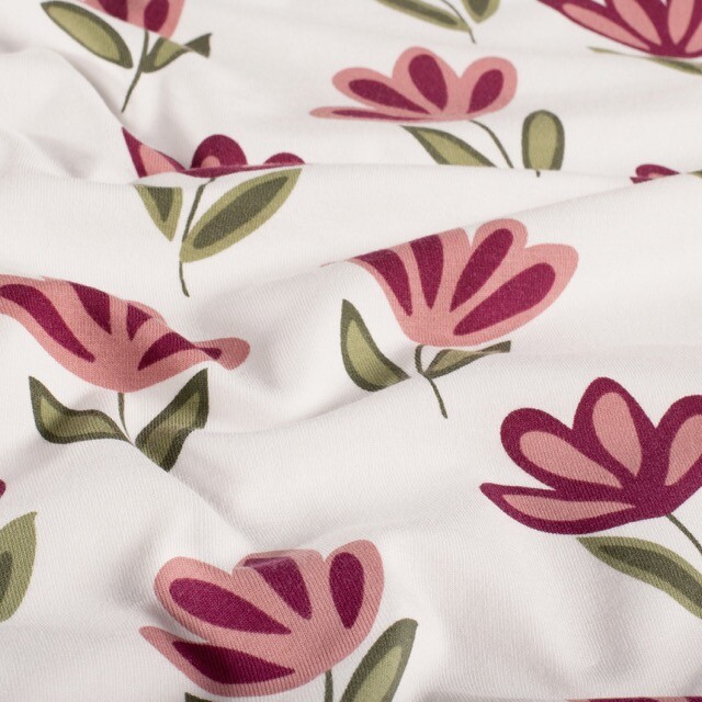 Baumwolljersey blumen offwhite
