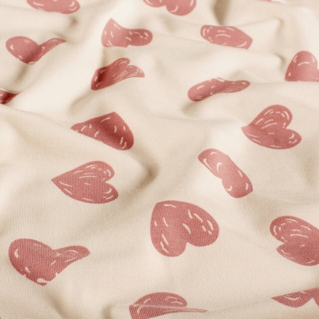 Baumwolljersey herzen nude