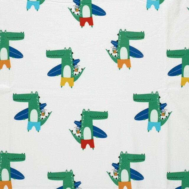 Baumwolljersey krokodile surfing offwhite