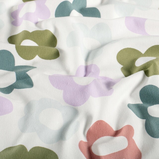 Baumwolljersey blumen offwhite