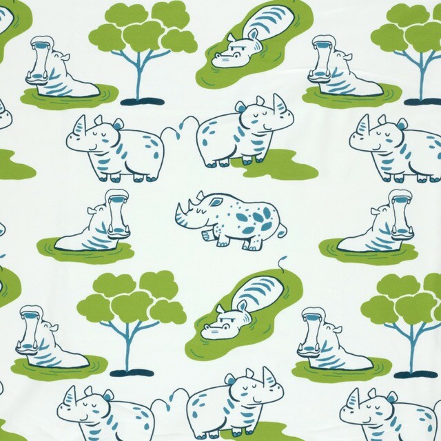 Baumwolljersey nilpferde offwhite