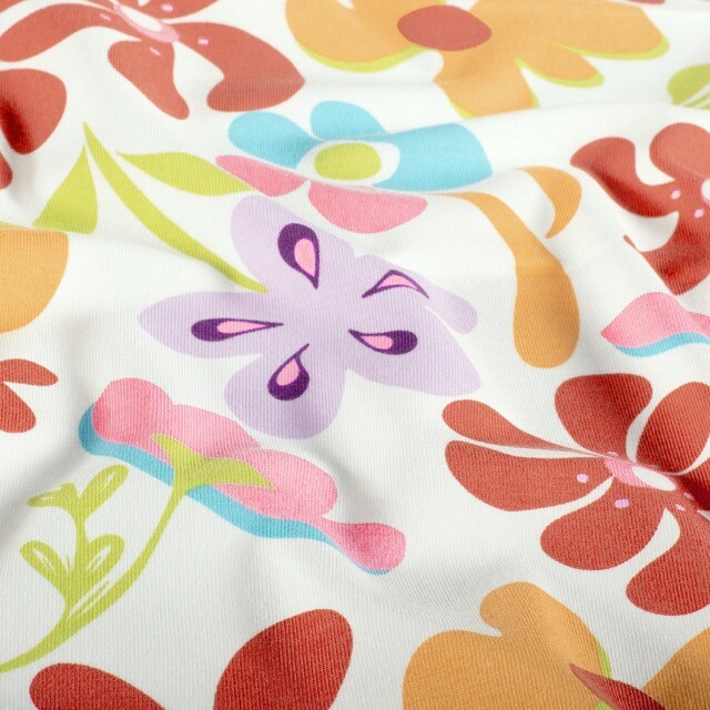 Baumwolljersey blumen offwhite