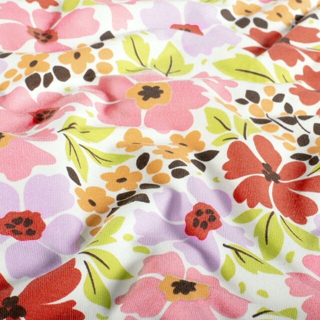 Baumwolljersey blumen offwhite