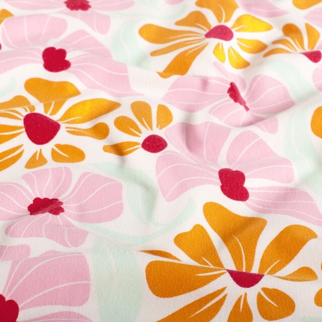 Baumwolljersey blumen offwhite