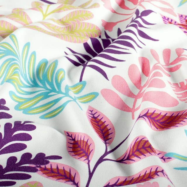 Baumwolljersey blätter offwhite