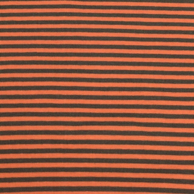 50x70 cm bündchenstoff gestreift 4mm taupe/orange