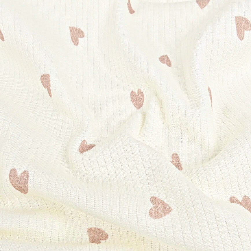 Ripp jersey herzen dunkelbeige