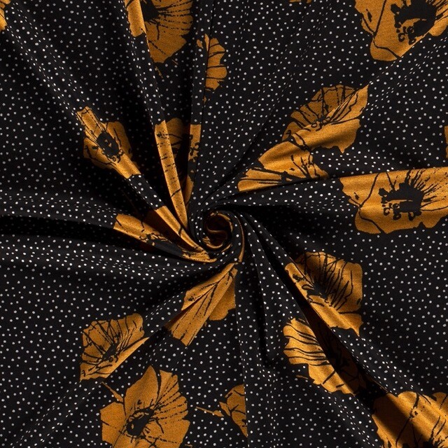Jersey stoff discharge bedruckt blume ocker