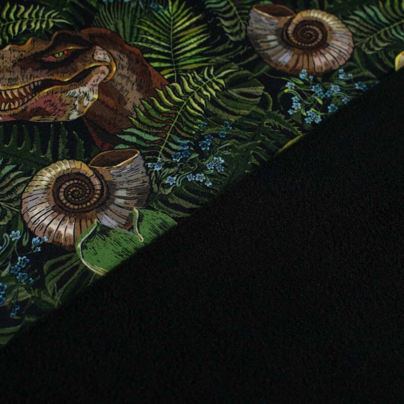Softshell Digitaldruck Dinos und Pflanzen grün/schwarz