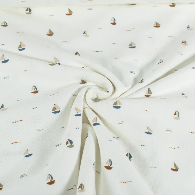Baumwolljersey segelboote offwhite