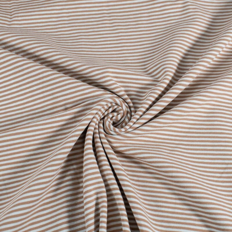 Baumwolljersey gestreift terrarosa/offwhite