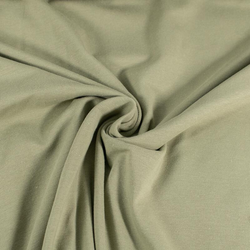 Baumwolljersey uni khaki grün
