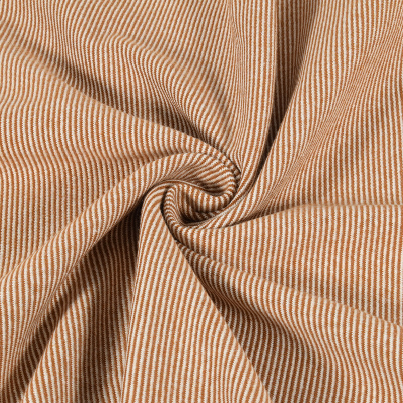 Bündchenstoff gestreift 1mm karamell/offwhite