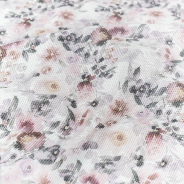 Ripp jersey digitaldruck blumen offwhite