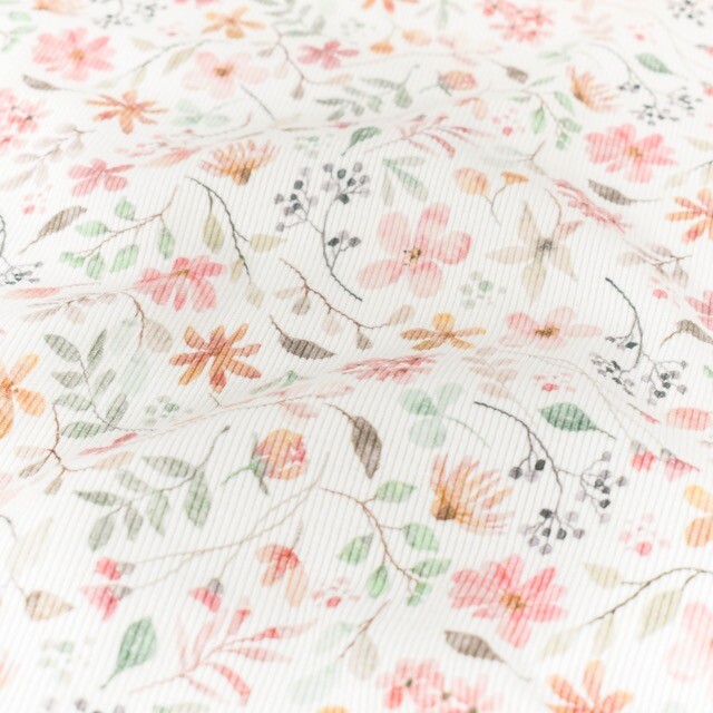 Ripp jersey digitaldruck blumen offwhite