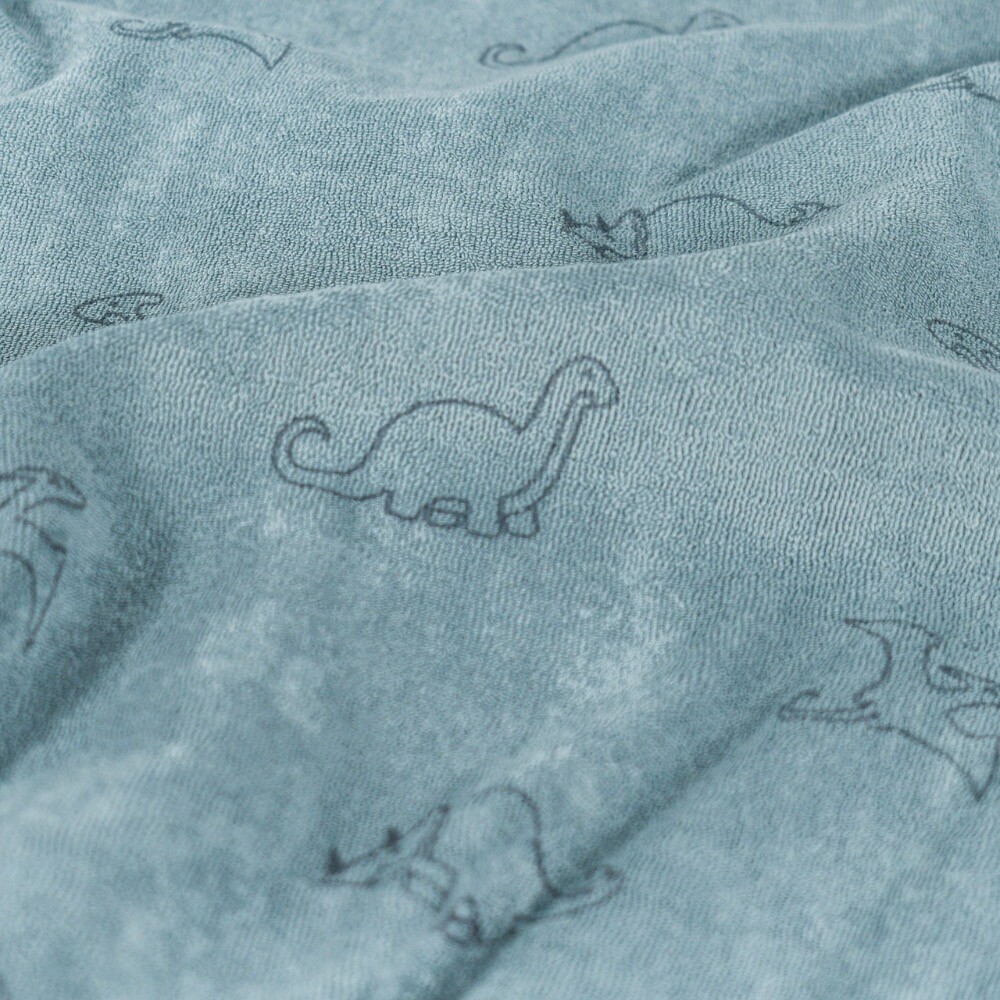 Stretch Frottee bedruckt Dinos indigo