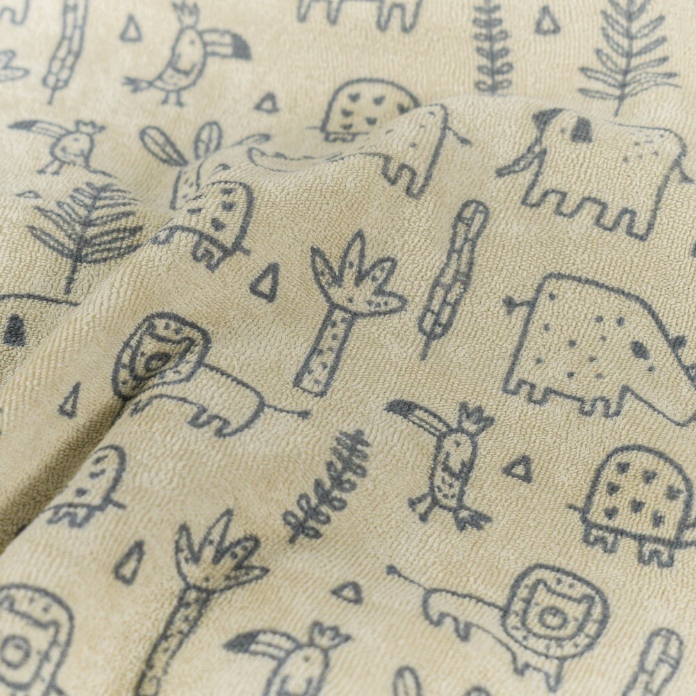 Stretch frottee bedruckt tiere beige