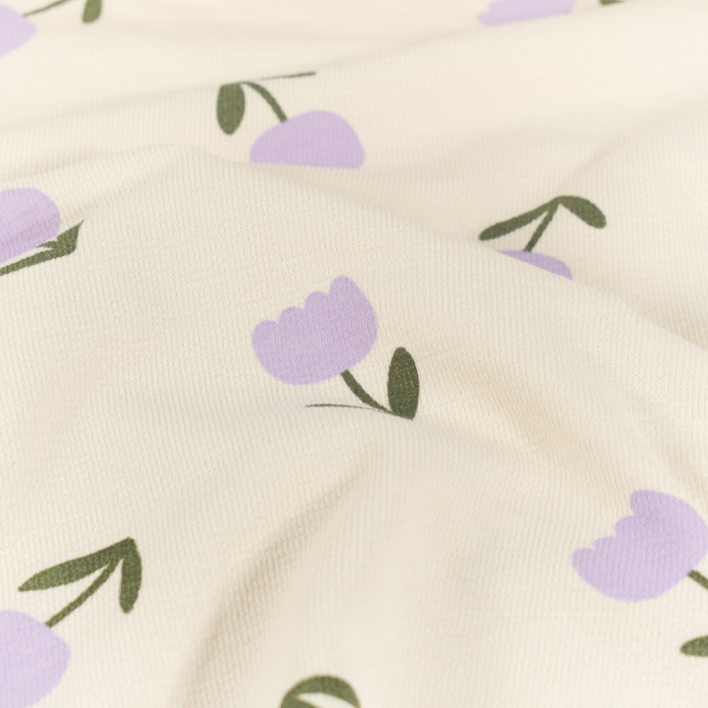 Terry krepp blumen elfenbein