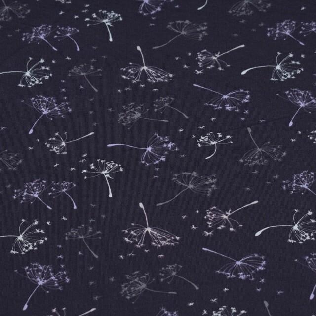 Baumwolljersey pusteblumen dunkelviolett