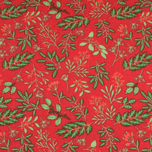 50x140 cm baumwolle christmas Pflanzen/Blätter rot