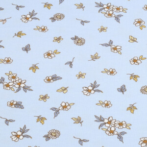 100x150 cm Baumwolljersey Blumen hellblau