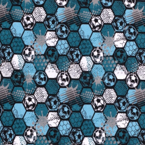 Sweat Digitaldruck Fußbal Hexagons aqua