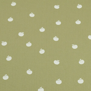 Baumwolle Popeline gemustert Äpfel olivgrün