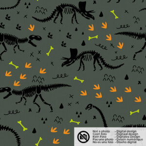 100x150cm Baumwolljersey Dinos khaki grün