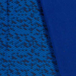 Softshell Digitaldruck Bausteine blau