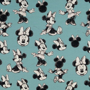 Baumwolljersey Digitaldruck Minnie Mouse hellblau