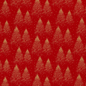Baumwolle Christmas Bäume rot/gold