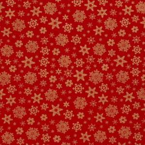 50x145 cm Baumwolle Christmas Schneeflocken rot/gold