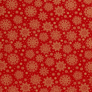 Baumwolle Christmas Schneeflocken rot/gold
