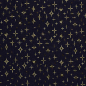 50x145 cm Baumwolle Christmas Sterne marine/gold