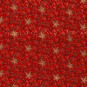 50x145 cm Baumwolle Christmas Kranz/Blumen rot/gold