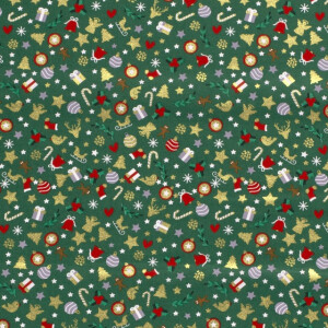 50x145 cm Baumwolle Christmas Schmuck grün/gold
