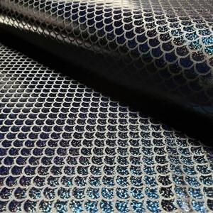 Lamé stretch Foliendruck Mermaid schwarz