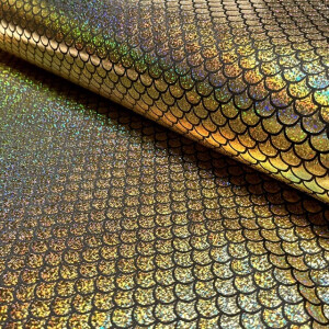 Lamé stretch Foliendruck Mermaid gold