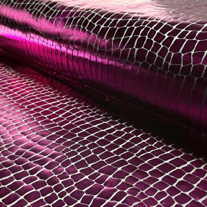 Lamé stretch Foliendruck Kroko fuchsia