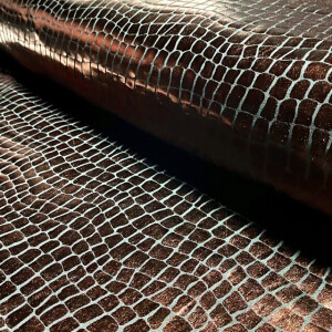 Lamé stretch Foliendruck Kroko bronze