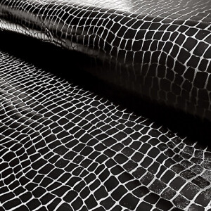 Lamé stretch Foliendruck Kroko schwarz