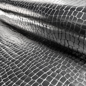 Lamé stretch Foliendruck Kroko silber