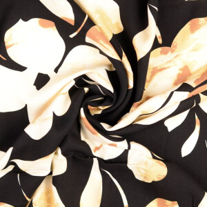 Viskose twill blumen schwarz/beige