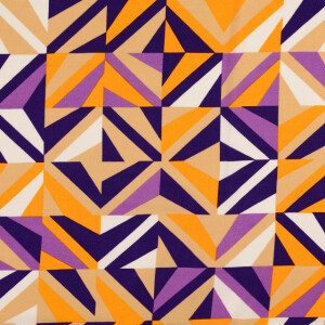 Viskose Popeline Geometrisch orange/lila